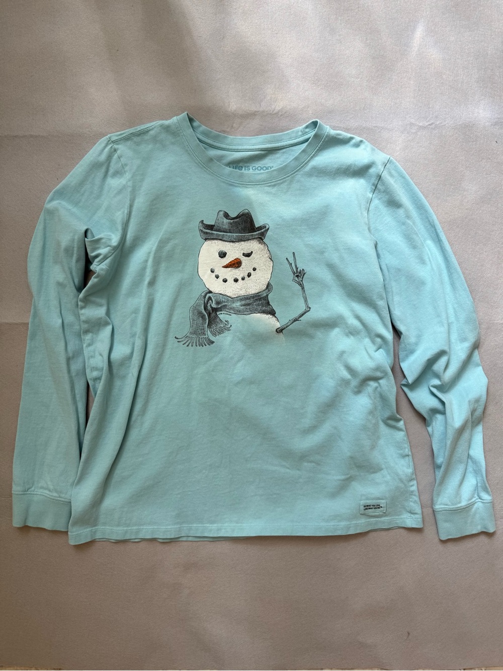 Life Is Good Snowman Peace Sign Women’s Long-Sleeve Crusher Tee - Size L